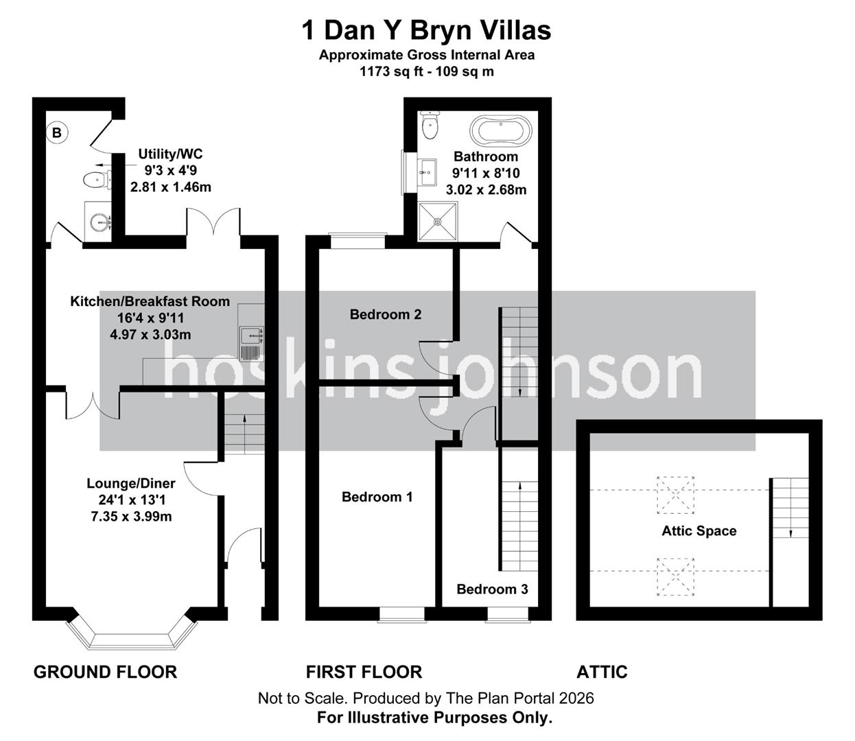 Dan Y Bryn Villas, Treforest, Pontypridd Floorplan